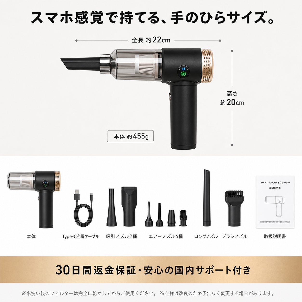 【1台4役 16000Pa】多機能ハンディクリーナー  Type-C充電 車用・家庭用 【全国送料無料🚗】