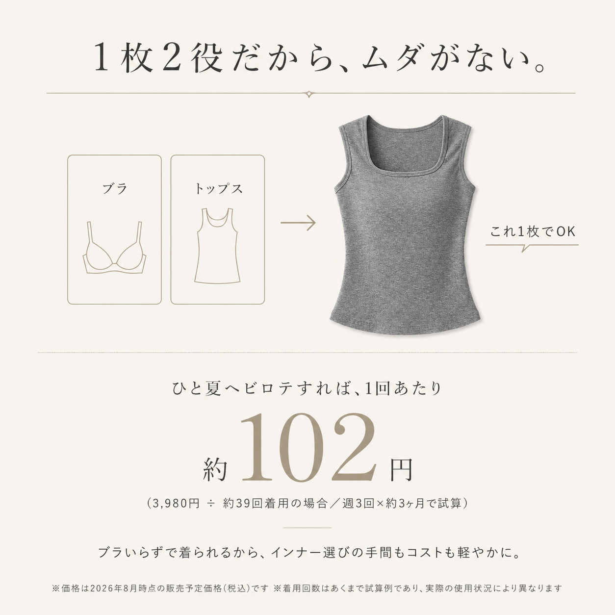 【2枚まとめ買いがお得】夏のマストバイ 脇肉スッキリ！極上フィットのカップ付きキャミ【全国送料無料🚗】