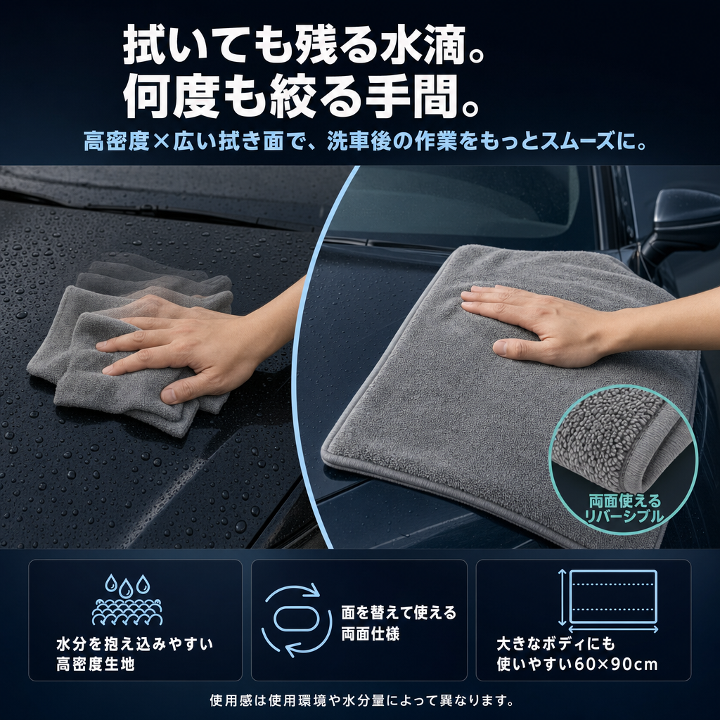 【全国送料無料🚗】洗車タオル 一拭きでピカピカ！超吸水1200GSM  速乾・拭き跡なし・高品質プレミアムタオル