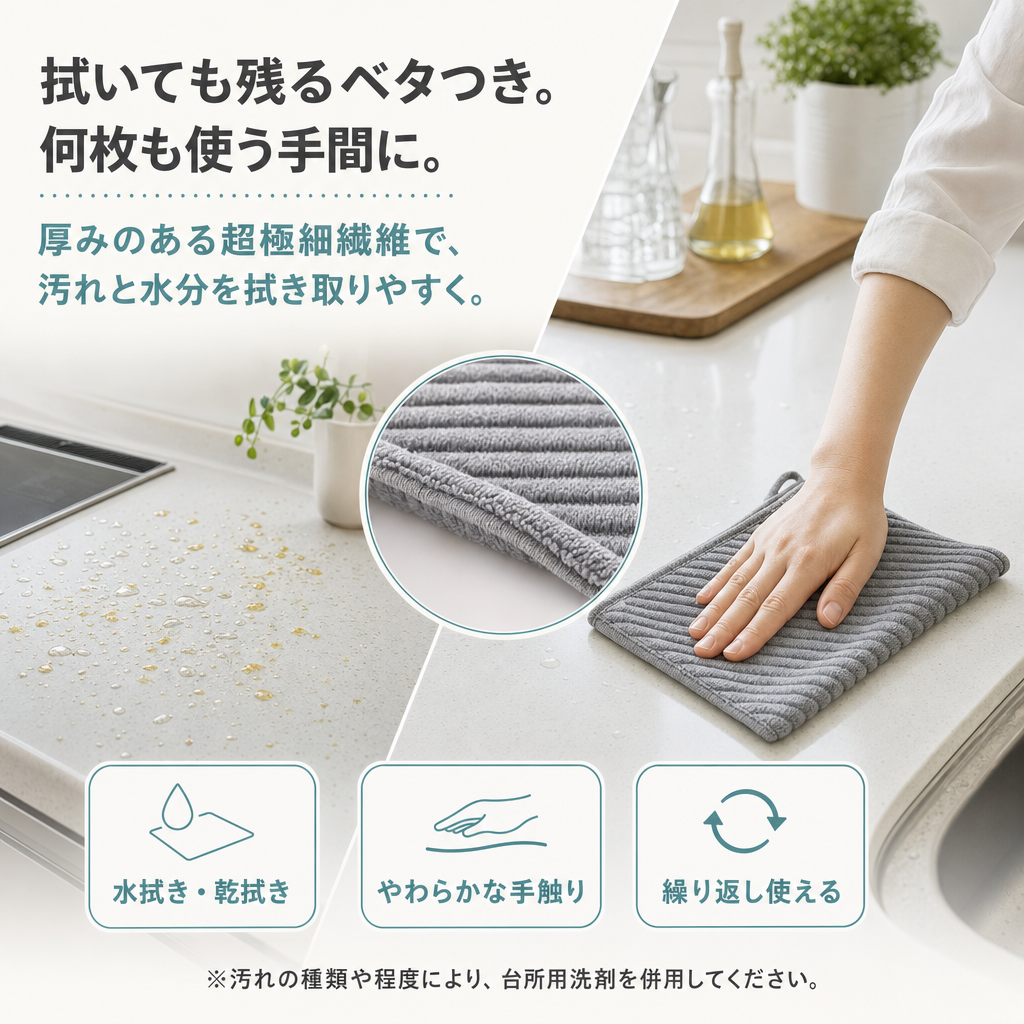 【全国送料無料🚗】キッチンクロス5枚セット 吸水 水拭き・乾拭き対応 吊り下げループ付き